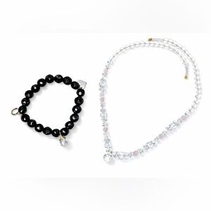 Crystal Necklace & Bracelet | Pink, Clear & Black | Bundle Dea — Moving Sale